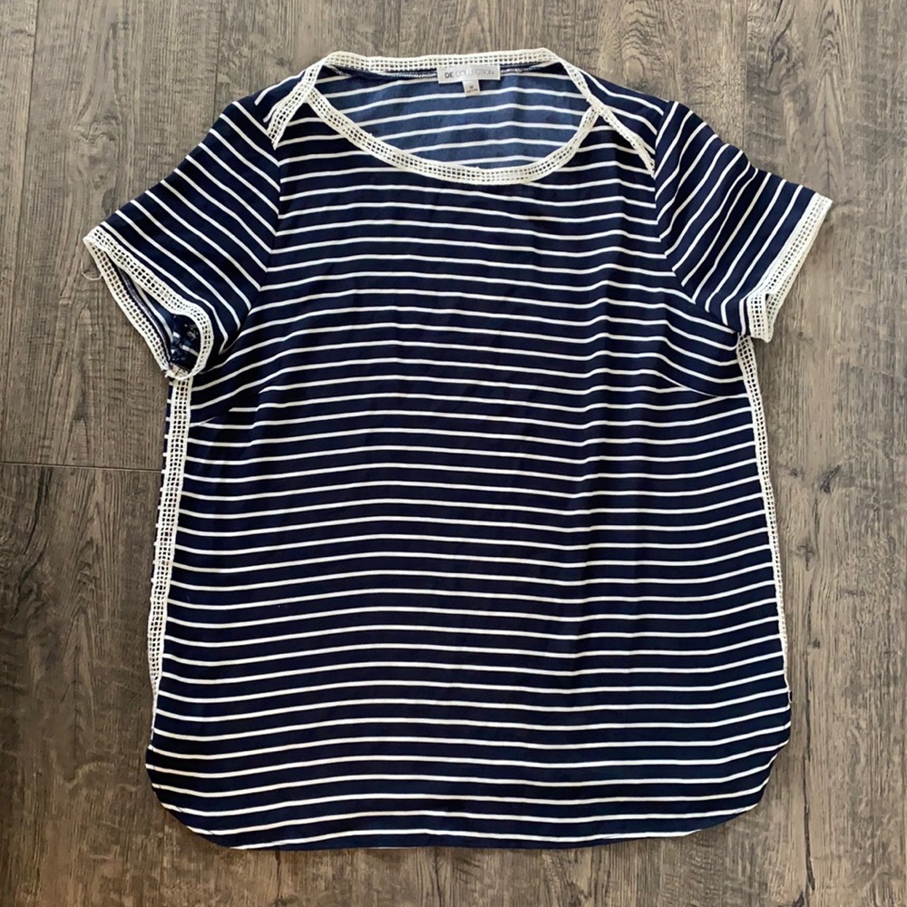 Down east blue stripe blouse- size M